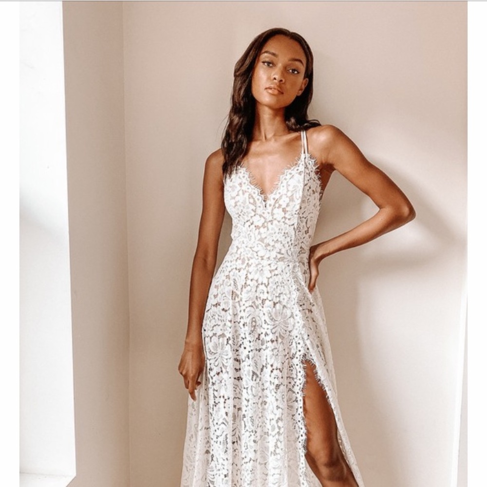 Lulus love of details white backless maxi dress